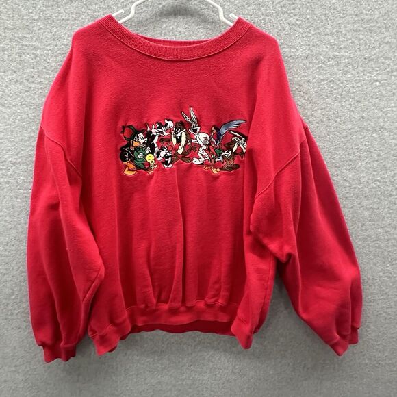 Vintage Warner Brothers Studio Looney Tunes Embroidered Sweatshirt 2XL - Picture 1 of 6